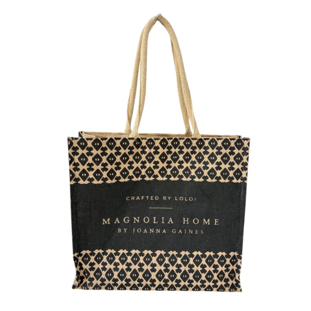 Magnolia Home Jute Black and Tan Tote Bag